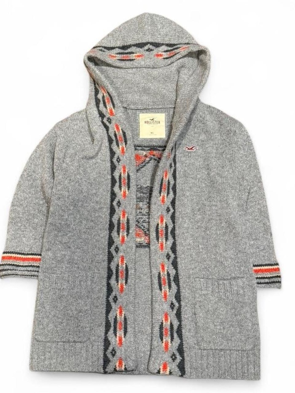 Y2K Hollister Lambs Wool Hooded Cardigan Sweater